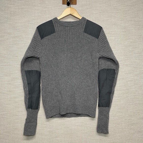 LL Bean Commando Sweater M Mens Merino Lambswool Gray Ribbed Pullover - Picture 2 of 8